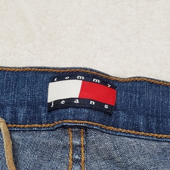 RARE Vintage 90s Tommy Hilfiger Low Rise Leather Lace-up Stretchy Boot Cut Jeans - Picture 11 of 12